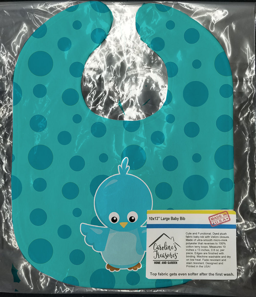 Bird on Blue Polkadots Baby Bib Easy-Clean Baby Bib Baby Feeding Accessory Baby Mealtime Essential, 10 x 13, Multicolor
