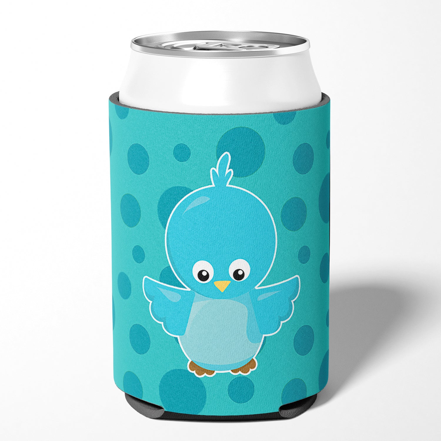 Bird on Blue Polkadots Can or Bottle Hugger Cooler Sleeve for Standard 12 oz Cans, Insulated Foam Beer & Soda Can Hugger Reusable