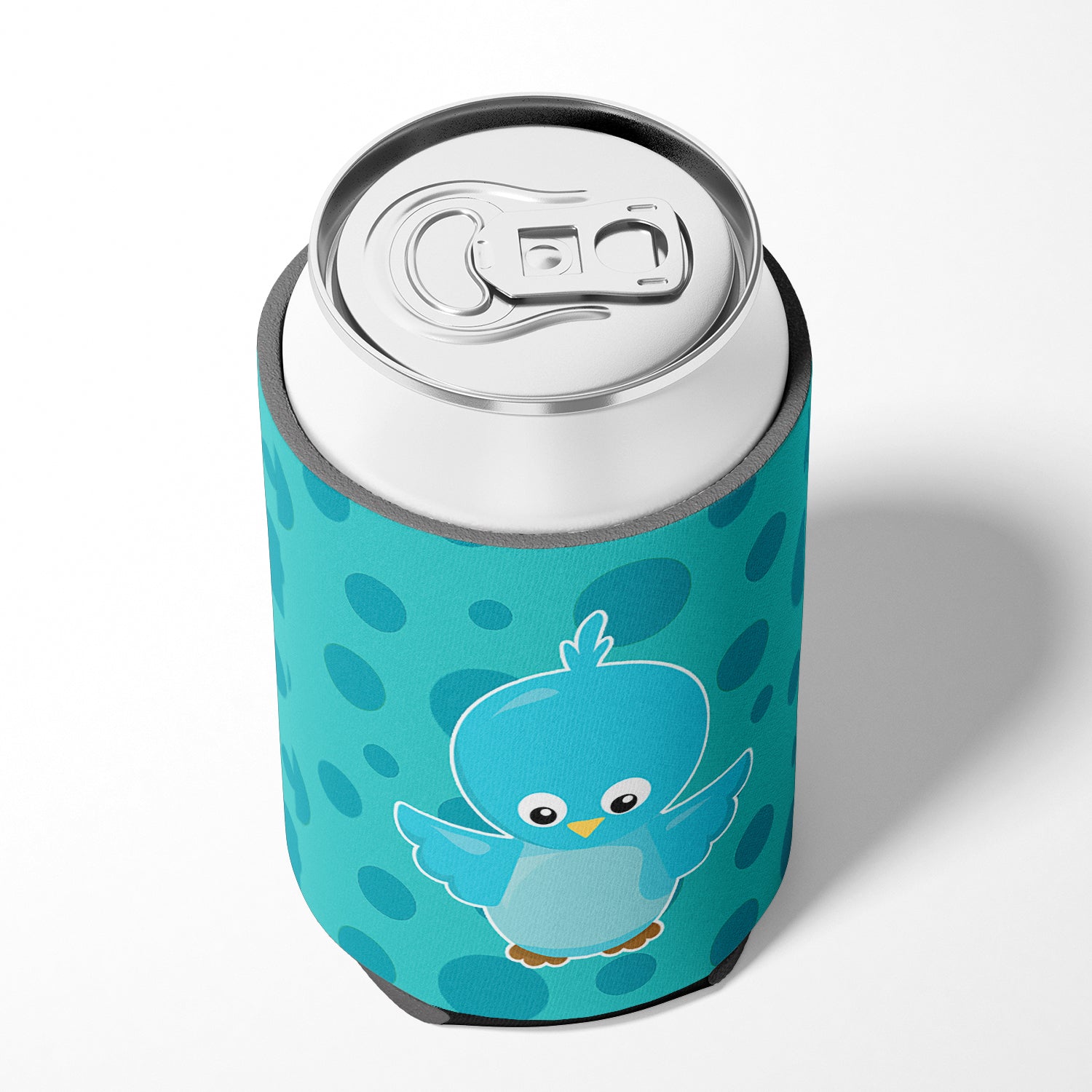 Bird on Blue Polkadots Can or Bottle Hugger Cooler Sleeve for Standard 12 oz Cans, Insulated Foam Beer & Soda Can Hugger Reusable