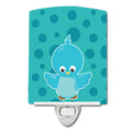 Bird on Blue Polkadots Ceramic Night Light Compact, UL-Certified, Ideal for Bedroom, Bathroom, Nursery, Hallway, Kitchen, 6x4x3, Multicolor