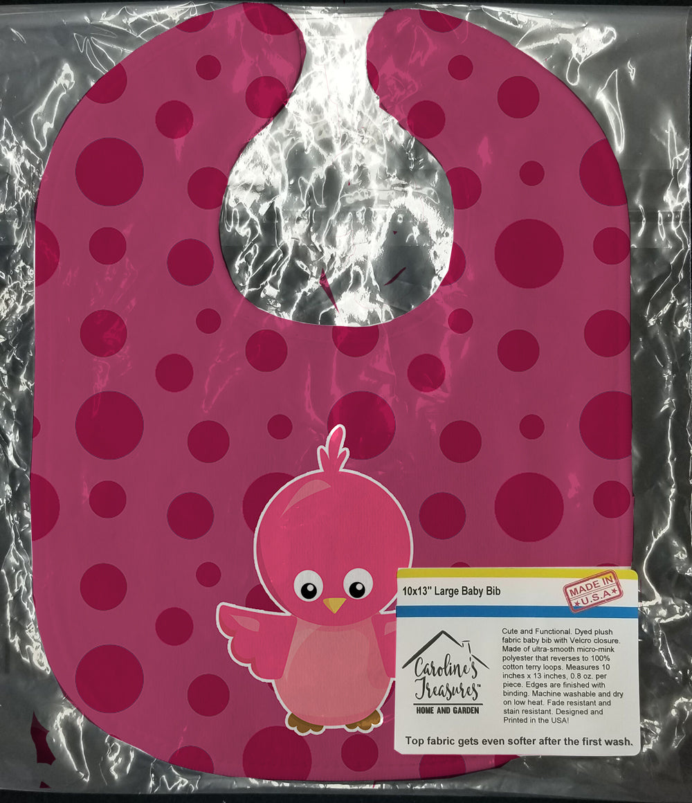 Bird on Pink Polkadots Baby Bib Easy-Clean Baby Bib Baby Feeding Accessory Baby Mealtime Essential, 10 x 13, Multicolor