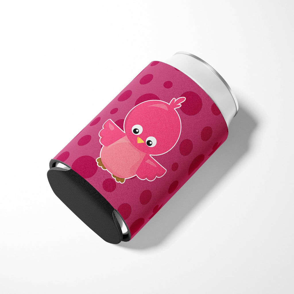 Bird on Pink Polkadots Can or Bottle Hugger Cooler Sleeve for Standard 12 oz Cans, Insulated Foam Beer & Soda Can Hugger Reusable
