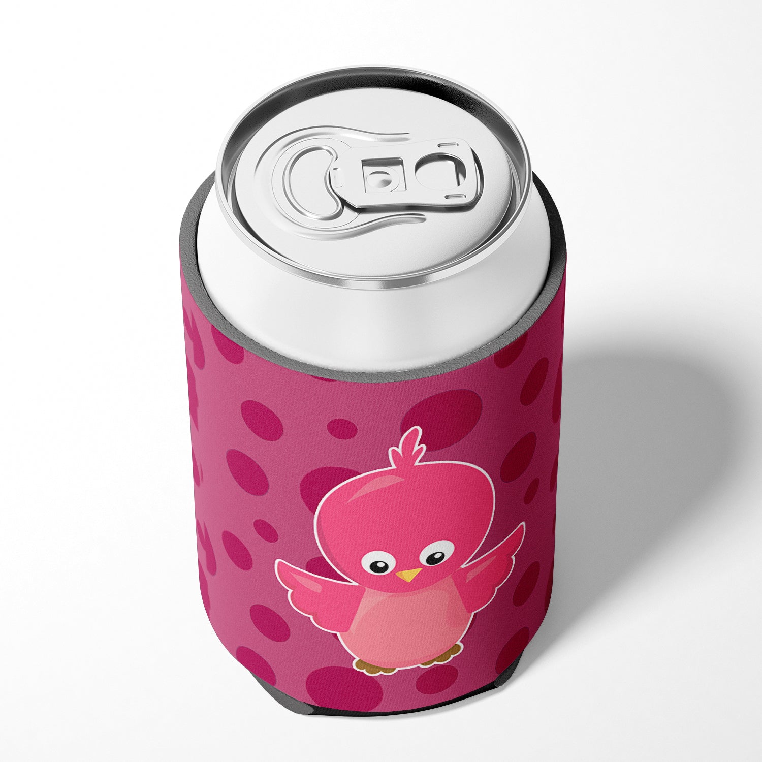 Bird on Pink Polkadots Can or Bottle Hugger Cooler Sleeve for Standard 12 oz Cans, Insulated Foam Beer & Soda Can Hugger Reusable