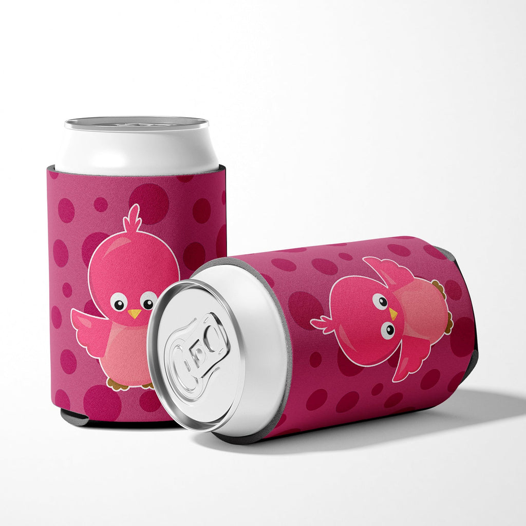 Bird on Pink Polkadots Can or Bottle Hugger Cooler Sleeve for Standard 12 oz Cans, Insulated Foam Beer & Soda Can Hugger Reusable