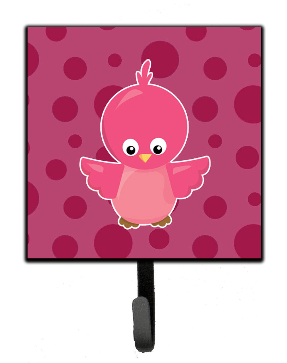 Bird on Pink Polkadots Leash or Key Holder Wall Hooks, Key Hooks Holder, Coat Rack Wall Mount, Coat Hooks, Hooks for Hanging Keys, Towels, Aprons, Leashes