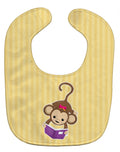 Monkey Reading Baby Bib Easy-Clean Baby Bib Baby Feeding Accessory Baby Mealtime Essential, 10 x 13, Multicolor