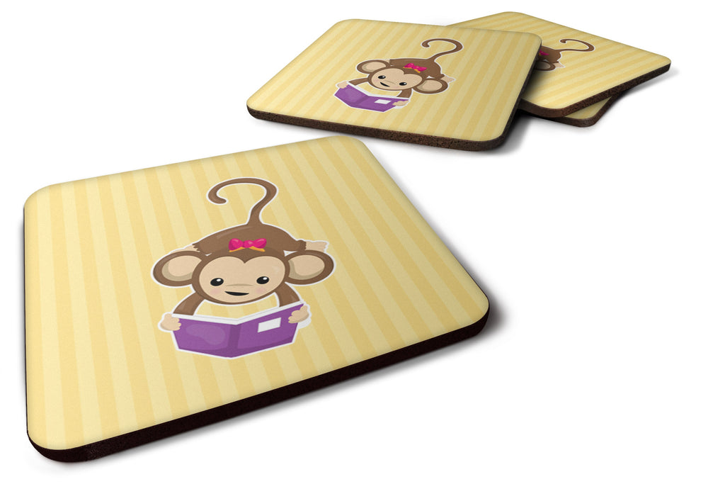 Monkey Reading Foam Coasters Set of 4 Cup Coasters for Indoor Outdoor, Tabletop Protection, Anti Slip, Mouse pad Material