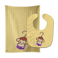 Monkey Reading Baby Bib & Burp Cloth Easy-Clean Baby Bib Baby Feeding Accessory Baby Mealtime Essential