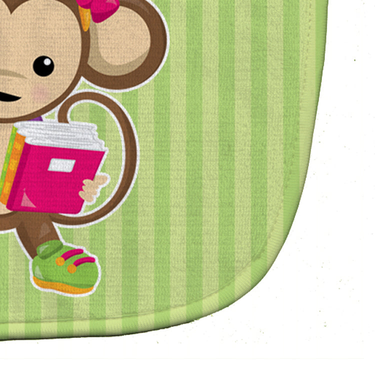 Monkey Going to School Baby Bib Easy-Clean Baby Bib Baby Feeding Accessory Baby Mealtime Essential, 10 x 13, Multicolor