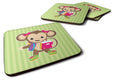 Monkey Going to School Foam Coasters Set of 4 Cup Coasters for Indoor Outdoor, Tabletop Protection, Anti Slip, Mouse pad Material