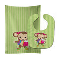 Monkey Going to School Baby Bib & Burp Cloth Easy-Clean Baby Bib Baby Feeding Accessory Baby Mealtime Essential