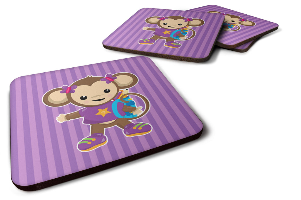 Monkey with Backpack Foam Coasters Set of 4 Cup Coasters for Indoor Outdoor, Tabletop Protection, Anti Slip, Mouse pad Material