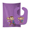 Monkey with Backpack Baby Bib & Burp Cloth Easy-Clean Baby Bib Baby Feeding Accessory Baby Mealtime Essential