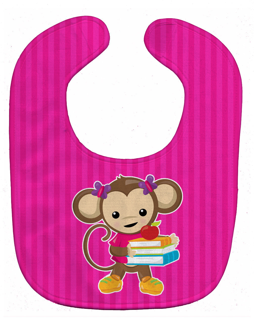Monkey and School books Baby Bib Easy-Clean Baby Bib Baby Feeding Accessory Baby Mealtime Essential, 10 x 13, Multicolor