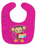 Monkey and School books Baby Bib Easy-Clean Baby Bib Baby Feeding Accessory Baby Mealtime Essential, 10 x 13, Multicolor