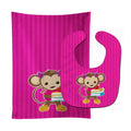 Monkey and School books Baby Bib & Burp Cloth Easy-Clean Baby Bib Baby Feeding Accessory Baby Mealtime Essential