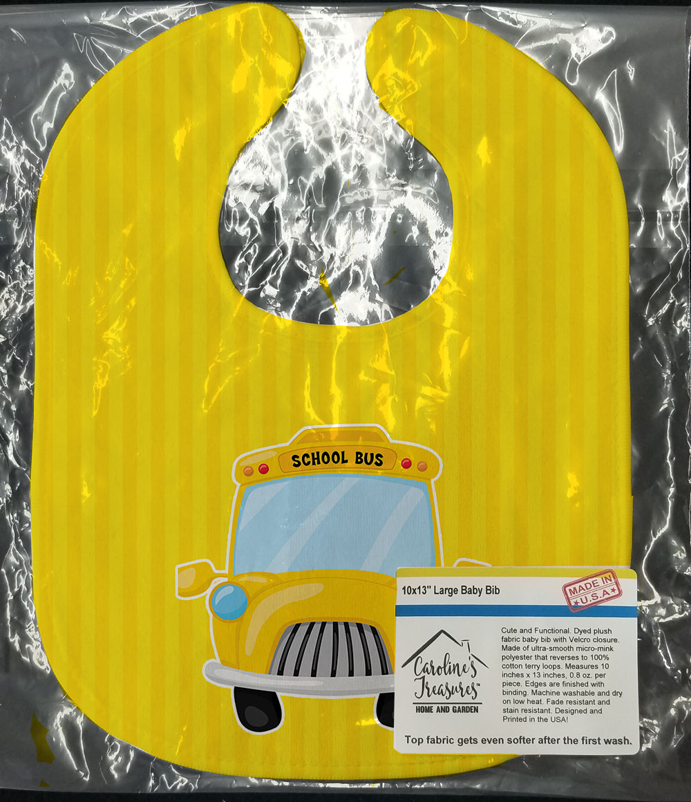 School Bus Baby Bib Easy-Clean Baby Bib Baby Feeding Accessory Baby Mealtime Essential, 10 x 13, Multicolor