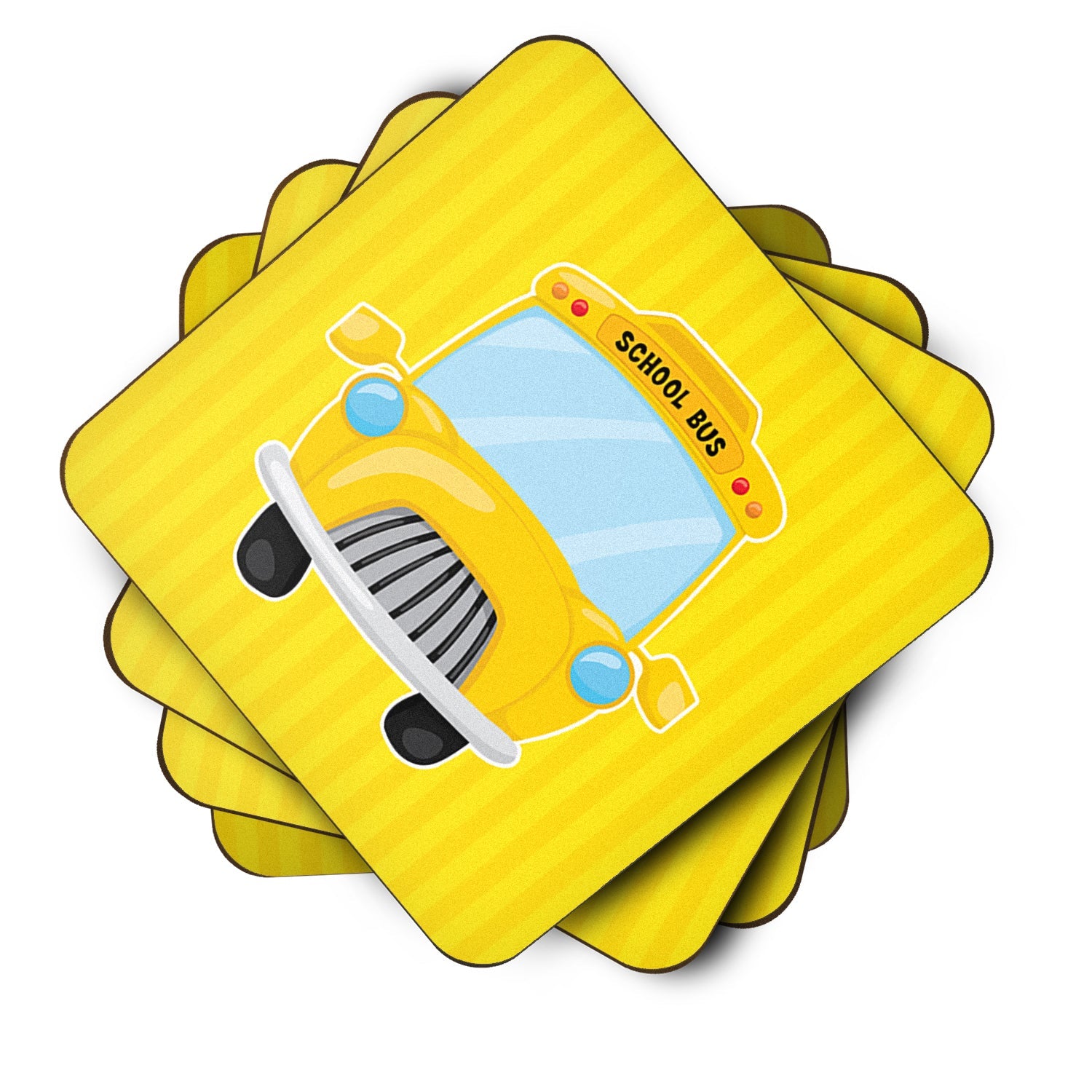 School Bus Foam Coasters Set of 4 Cup Coasters for Indoor Outdoor, Tabletop Protection, Anti Slip, Mouse pad Material
