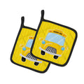 School Bus Pot Holder Set of 2 Heat Resistant Quilted Hot Pads 7.5 x 7.5 Inch, Insulated Kitchen Trivets for Cooking & Baking