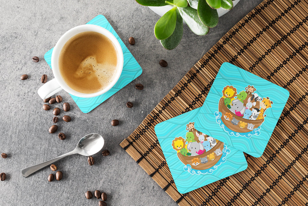 Noah's Ark Foam Coasters Set of 4 Cup Coasters for Indoor Outdoor, Tabletop Protection, Anti Slip, Mouse pad Material