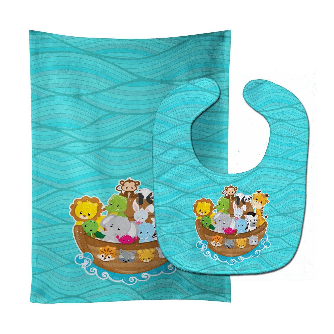 Noah's Ark Baby Bib & Burp Cloth Easy-Clean Baby Bib Baby Feeding Accessory Baby Mealtime Essential