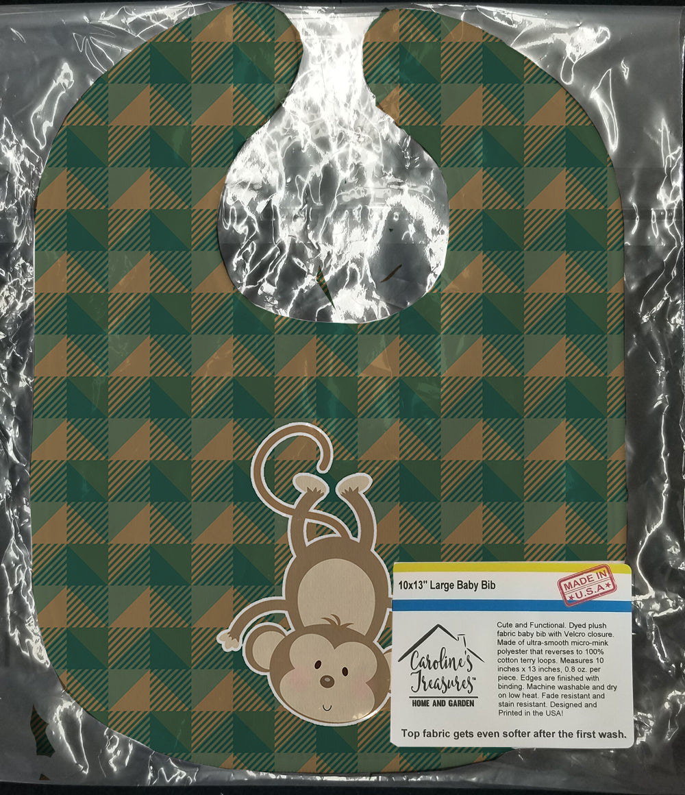 Monkey Baby Bib Easy-Clean Baby Bib Baby Feeding Accessory Baby Mealtime Essential, 10 x 13, Multicolor