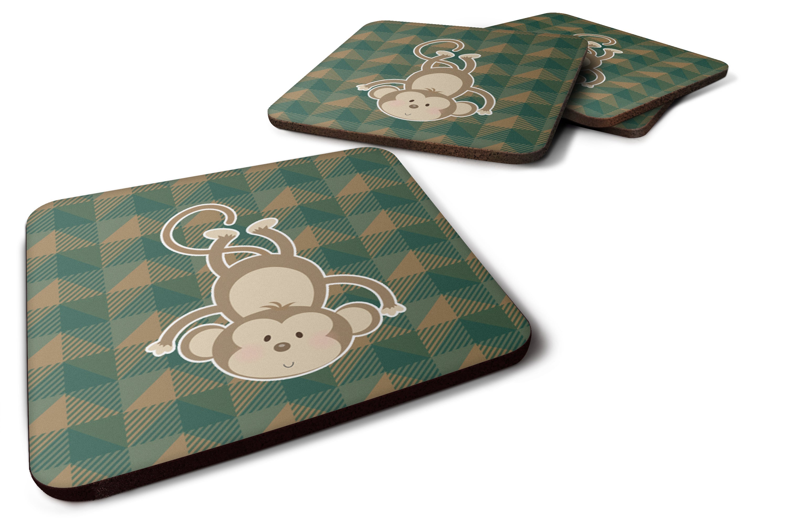 Monkey Foam Coasters Set of 4 Cup Coasters for Indoor Outdoor, Tabletop Protection, Anti Slip, Mouse pad Material