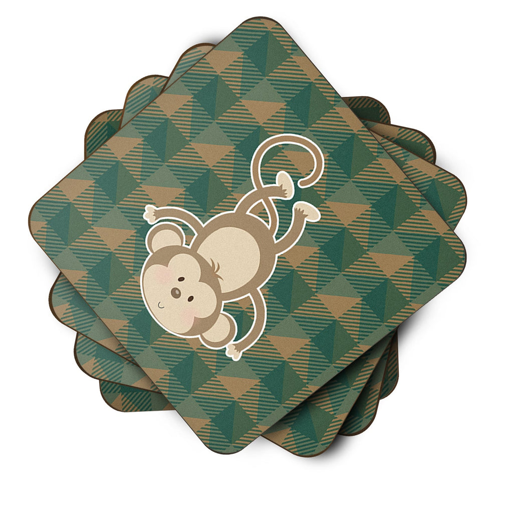 Monkey Foam Coasters Set of 4 Cup Coasters for Indoor Outdoor, Tabletop Protection, Anti Slip, Mouse pad Material