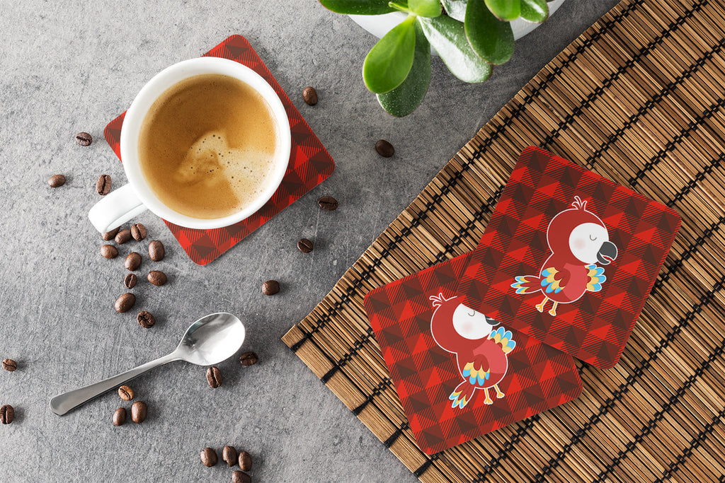 Parrot Foam Coasters Set of 4 Cup Coasters for Indoor Outdoor, Tabletop Protection, Anti Slip, Mouse pad Material