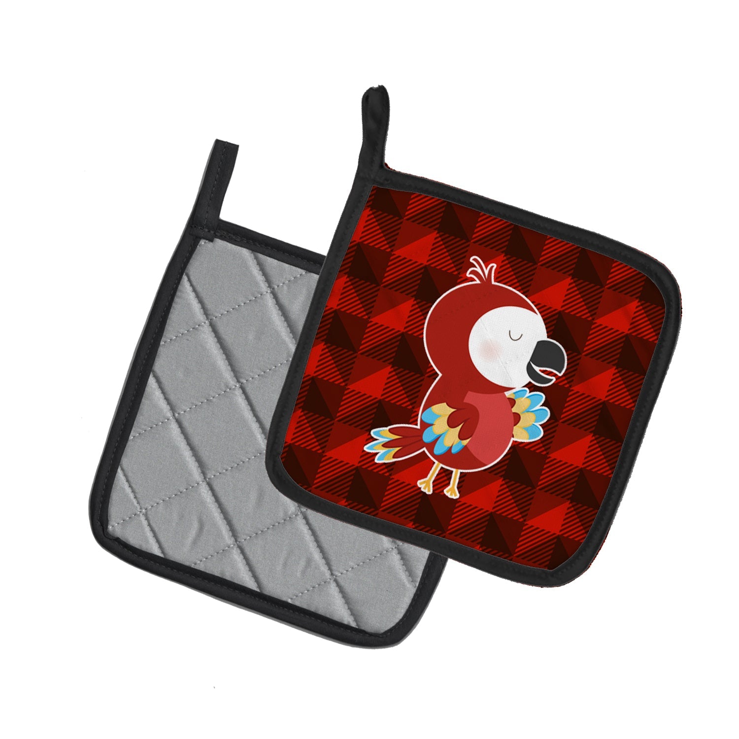 Parrot Pot Holder Set of 2 Heat Resistant Quilted Hot Pads 7.5 x 7.5 Inch, Insulated Kitchen Trivets for Cooking & Baking