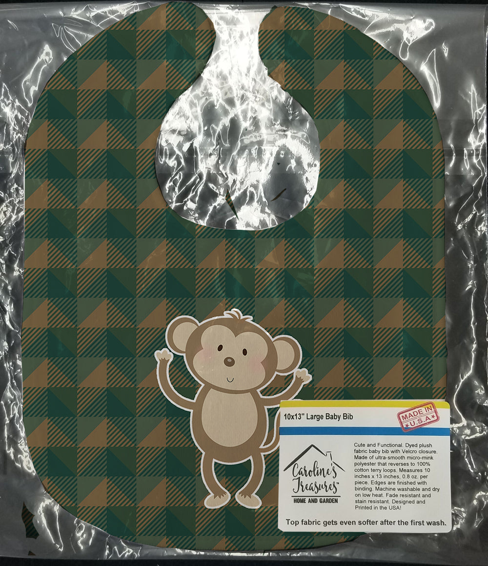 Monkey Baby Bib Easy-Clean Baby Bib Baby Feeding Accessory Baby Mealtime Essential, 10 x 13, Multicolor