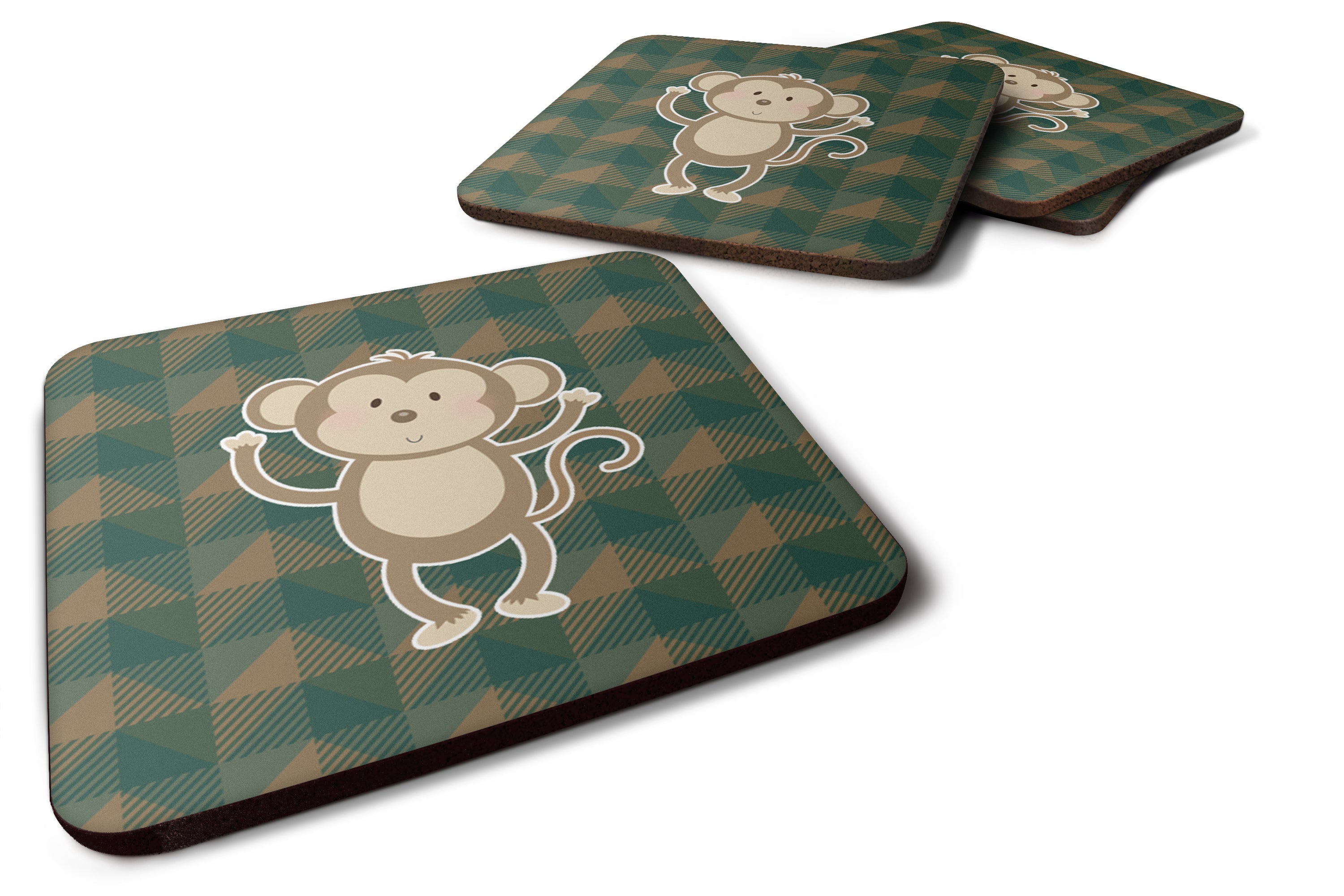 Monkey Foam Coasters Set of 4 Cup Coasters for Indoor Outdoor, Tabletop Protection, Anti Slip, Mouse pad Material