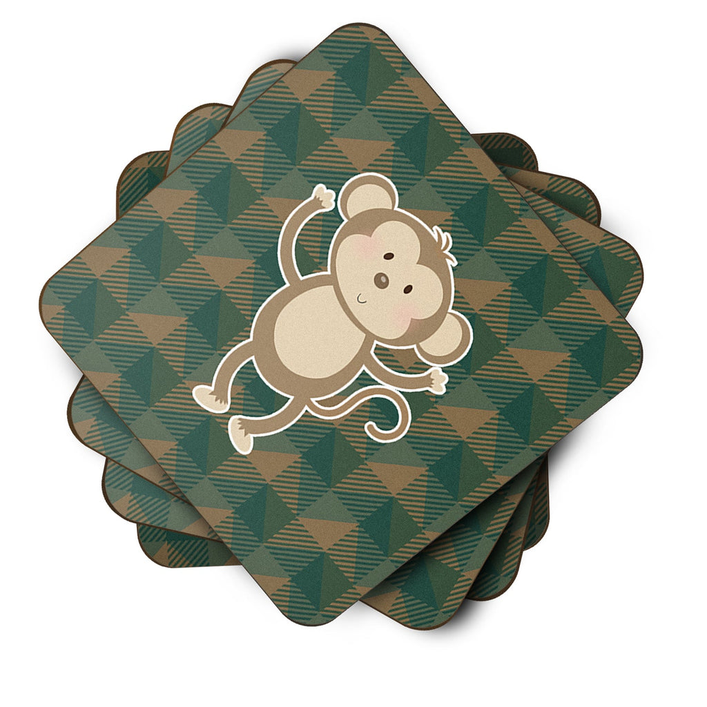 Monkey Foam Coasters Set of 4 Cup Coasters for Indoor Outdoor, Tabletop Protection, Anti Slip, Mouse pad Material