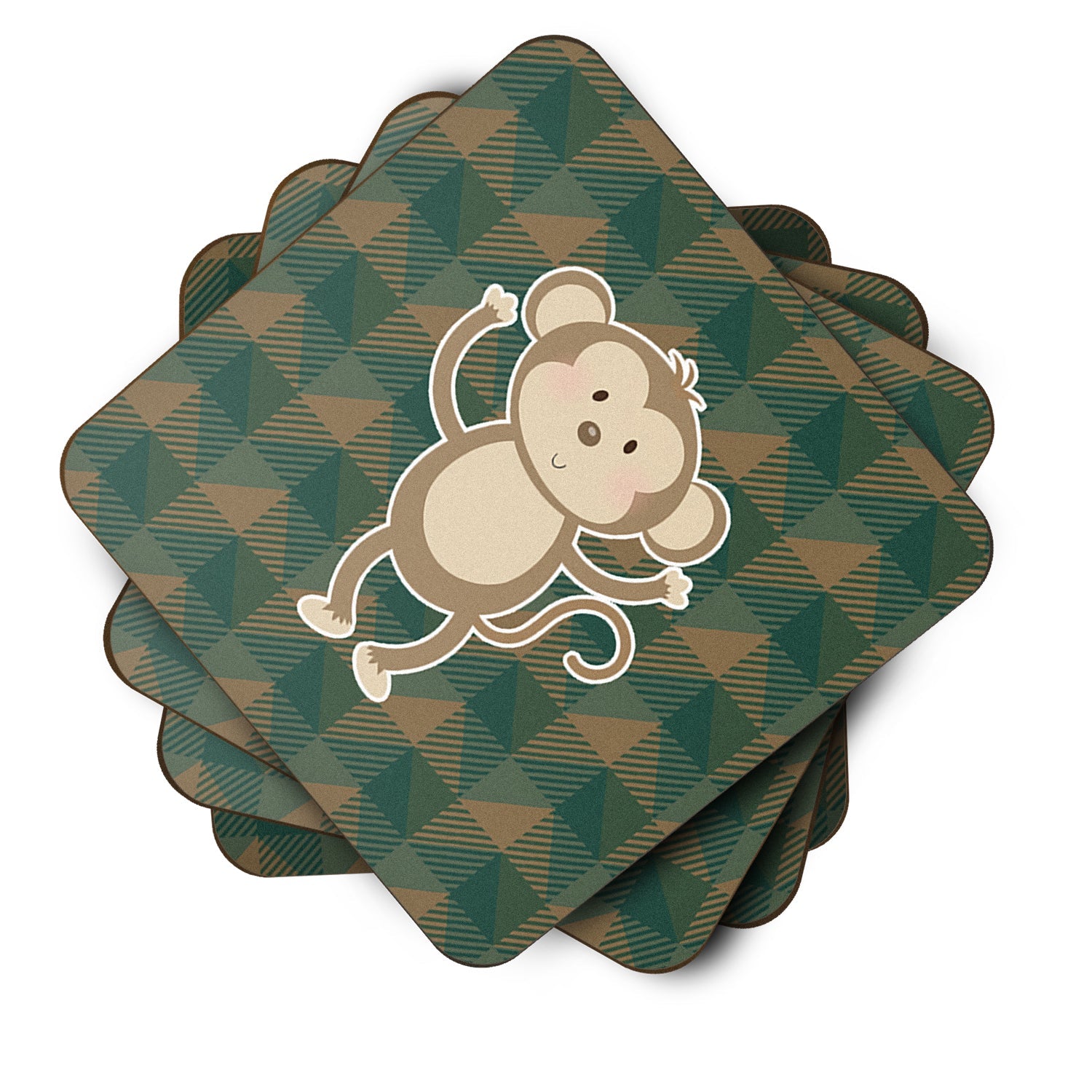 Monkey Foam Coasters Set of 4 Cup Coasters for Indoor Outdoor, Tabletop Protection, Anti Slip, Mouse pad Material