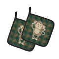 Monkey Pot Holder Set of 2 Heat Resistant Quilted Hot Pads 7.5 x 7.5 Inch, Insulated Kitchen Trivets for Cooking & Baking