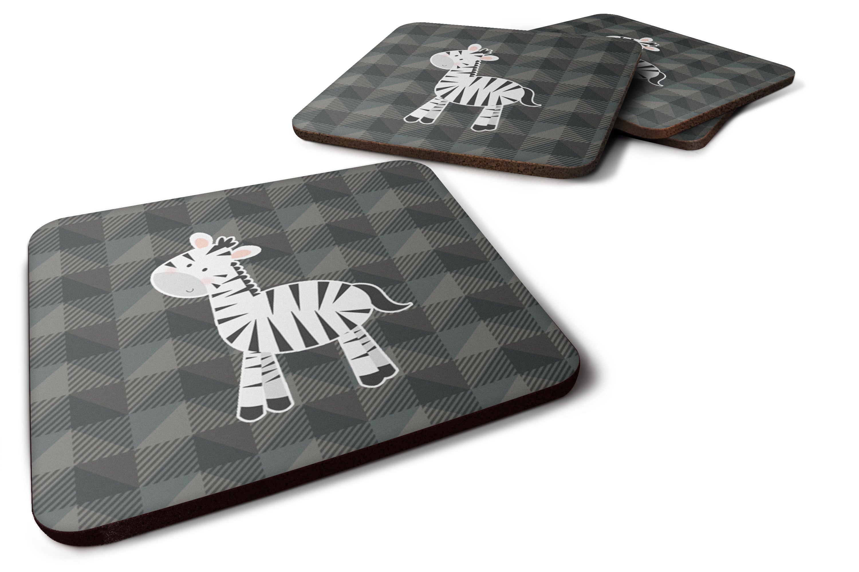 Zebra Foam Coasters Set of 4 Cup Coasters for Indoor Outdoor, Tabletop Protection, Anti Slip, Mouse pad Material