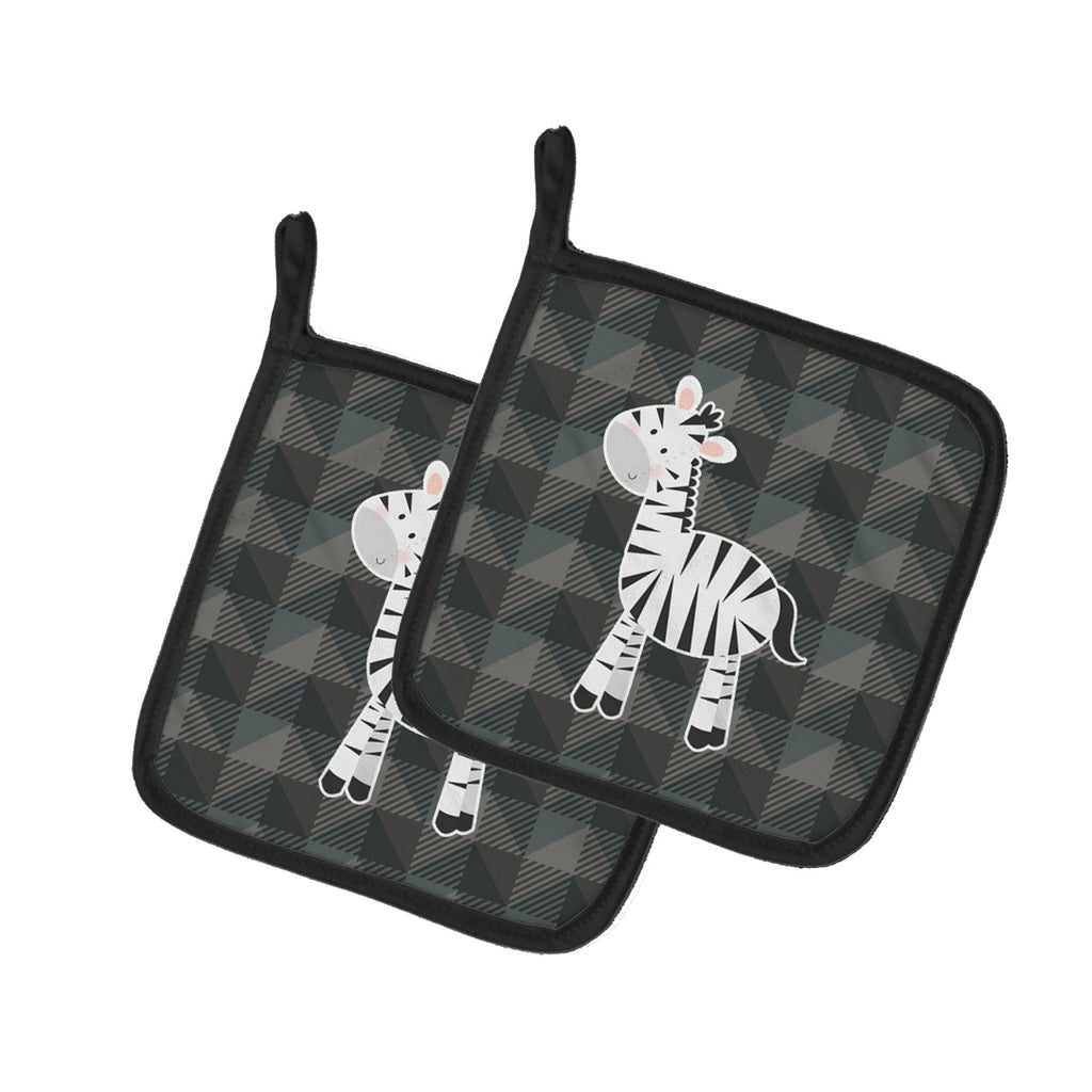 Zebra Pot Holder Set of 2 Heat Resistant Quilted Hot Pads 7.5 x 7.5 Inch, Insulated Kitchen Trivets for Cooking & Baking