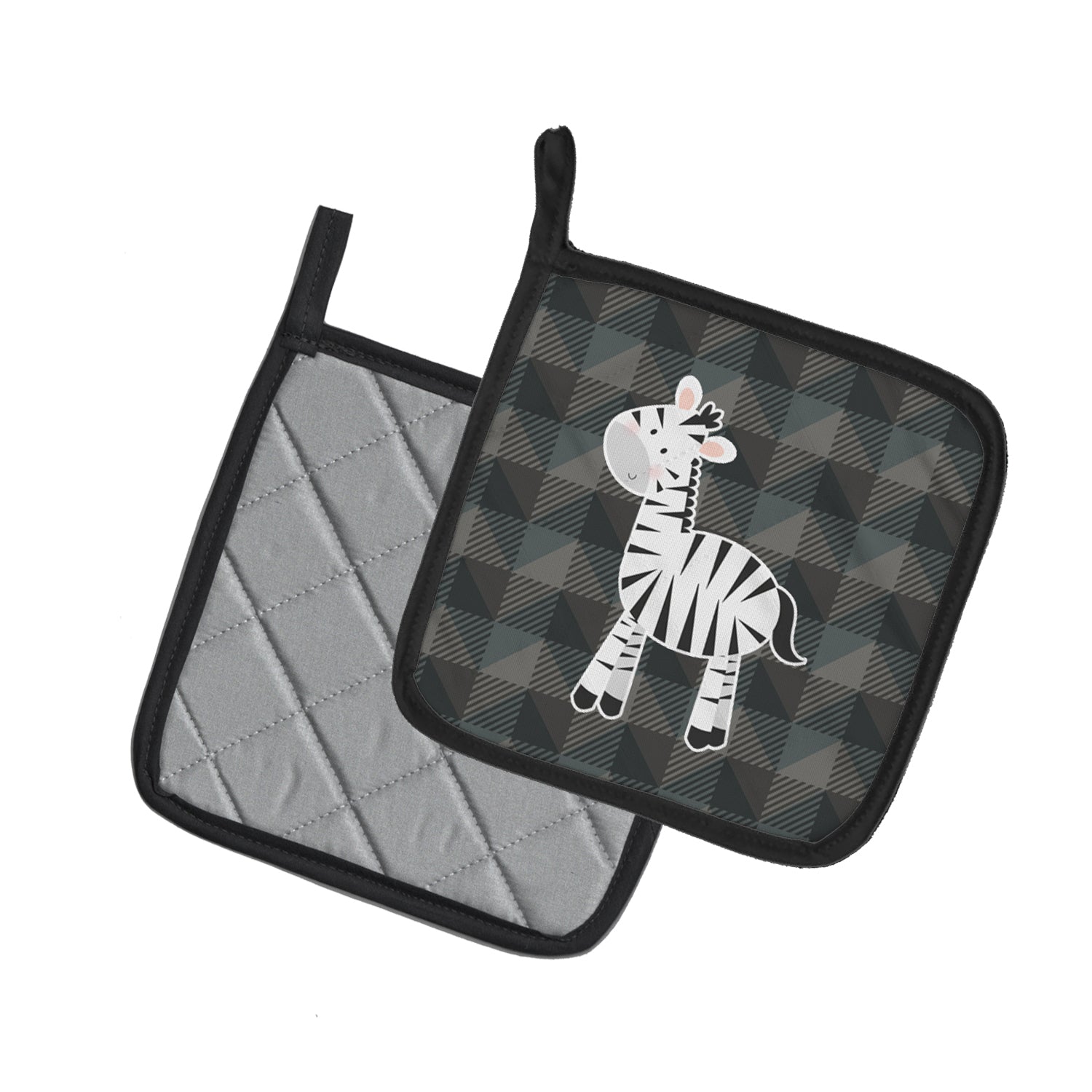 Zebra Pot Holder Set of 2 Heat Resistant Quilted Hot Pads 7.5 x 7.5 Inch, Insulated Kitchen Trivets for Cooking & Baking
