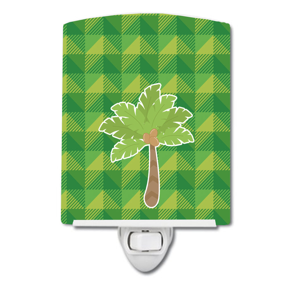 Palm Tree Ceramic Night Light Compact, UL-Certified, Ideal for Bedroom, Bathroom, Nursery, Hallway, Kitchen, 6x4x3, Multicolor
