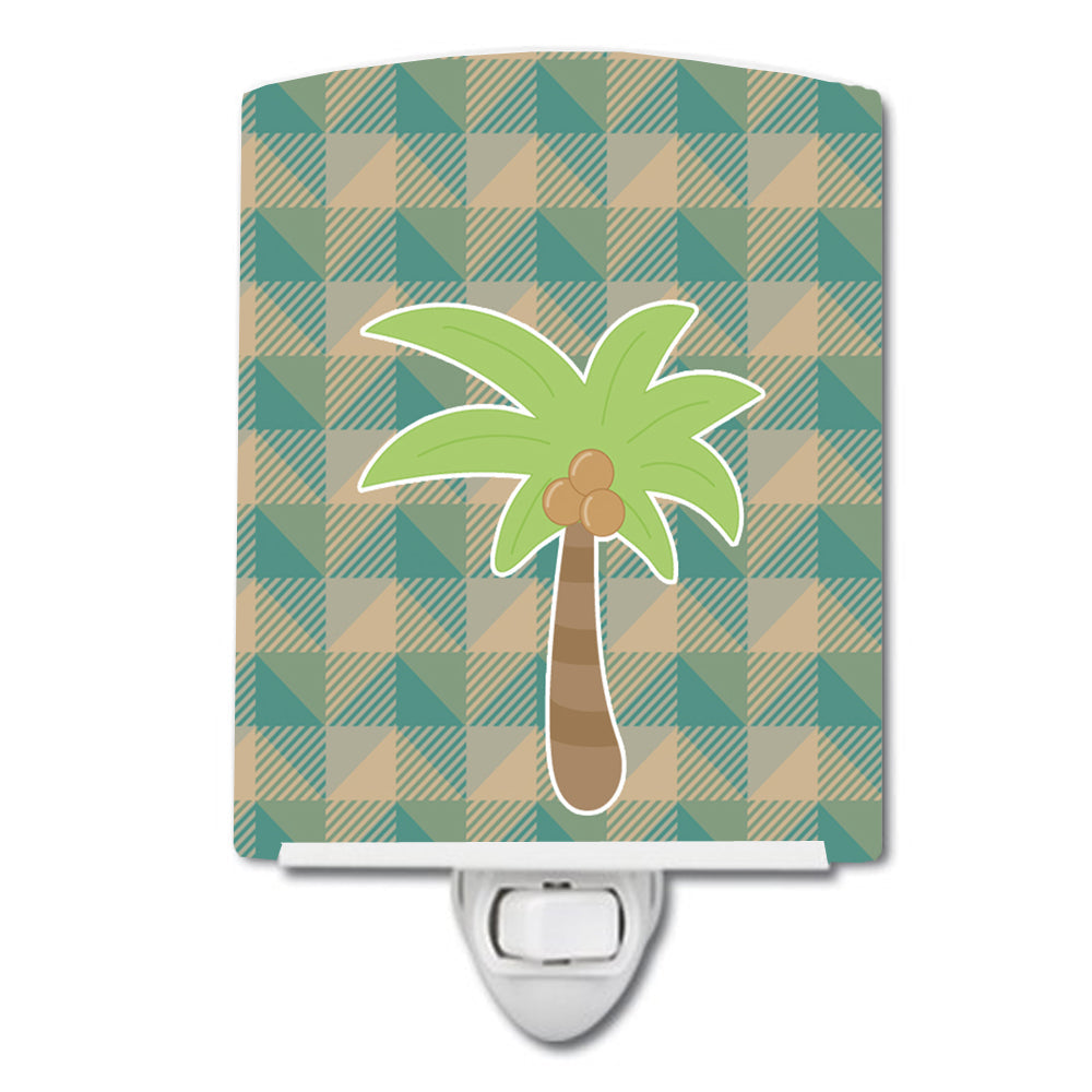 Palm Tree Ceramic Night Light Compact, UL-Certified, Ideal for Bedroom, Bathroom, Nursery, Hallway, Kitchen, 6x4x3, Multicolor