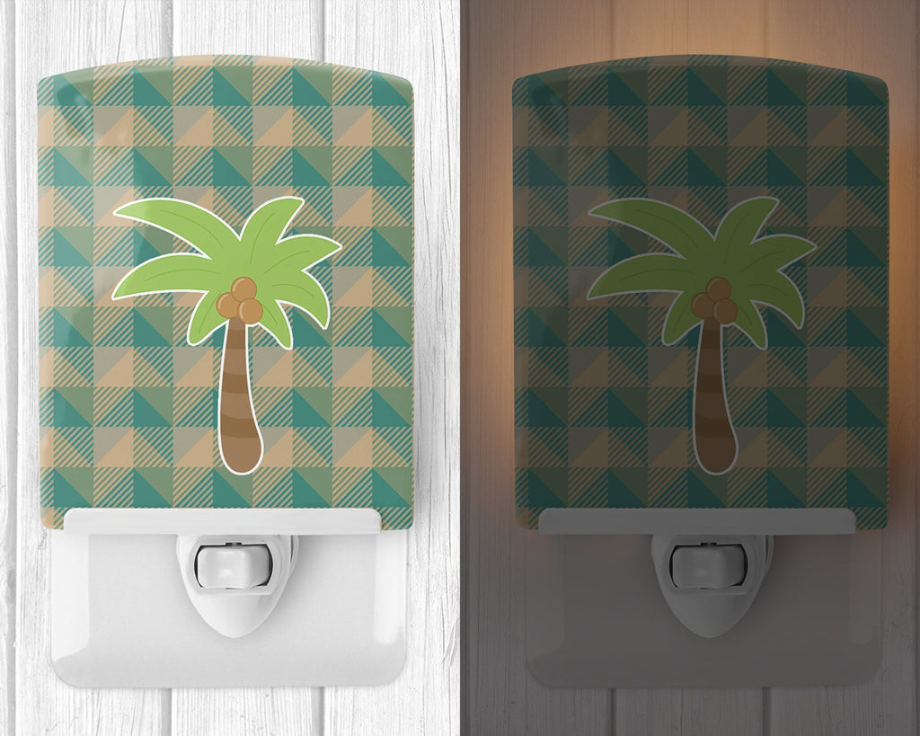 Palm Tree Ceramic Night Light Compact, UL-Certified, Ideal for Bedroom, Bathroom, Nursery, Hallway, Kitchen, 6x4x3, Multicolor