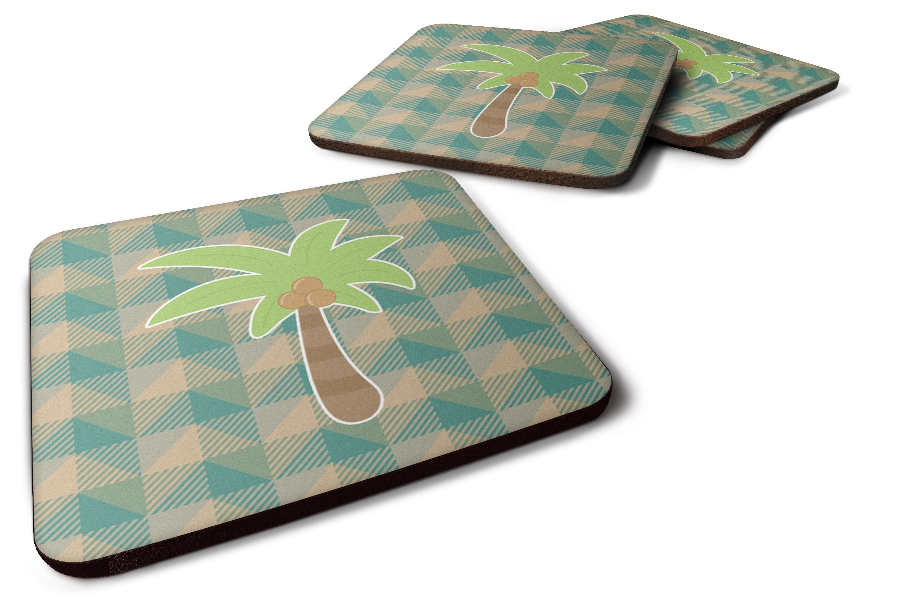 Palm Tree Foam Coasters Set of 4 Cup Coasters for Indoor Outdoor, Tabletop Protection, Anti Slip, Mouse pad Material