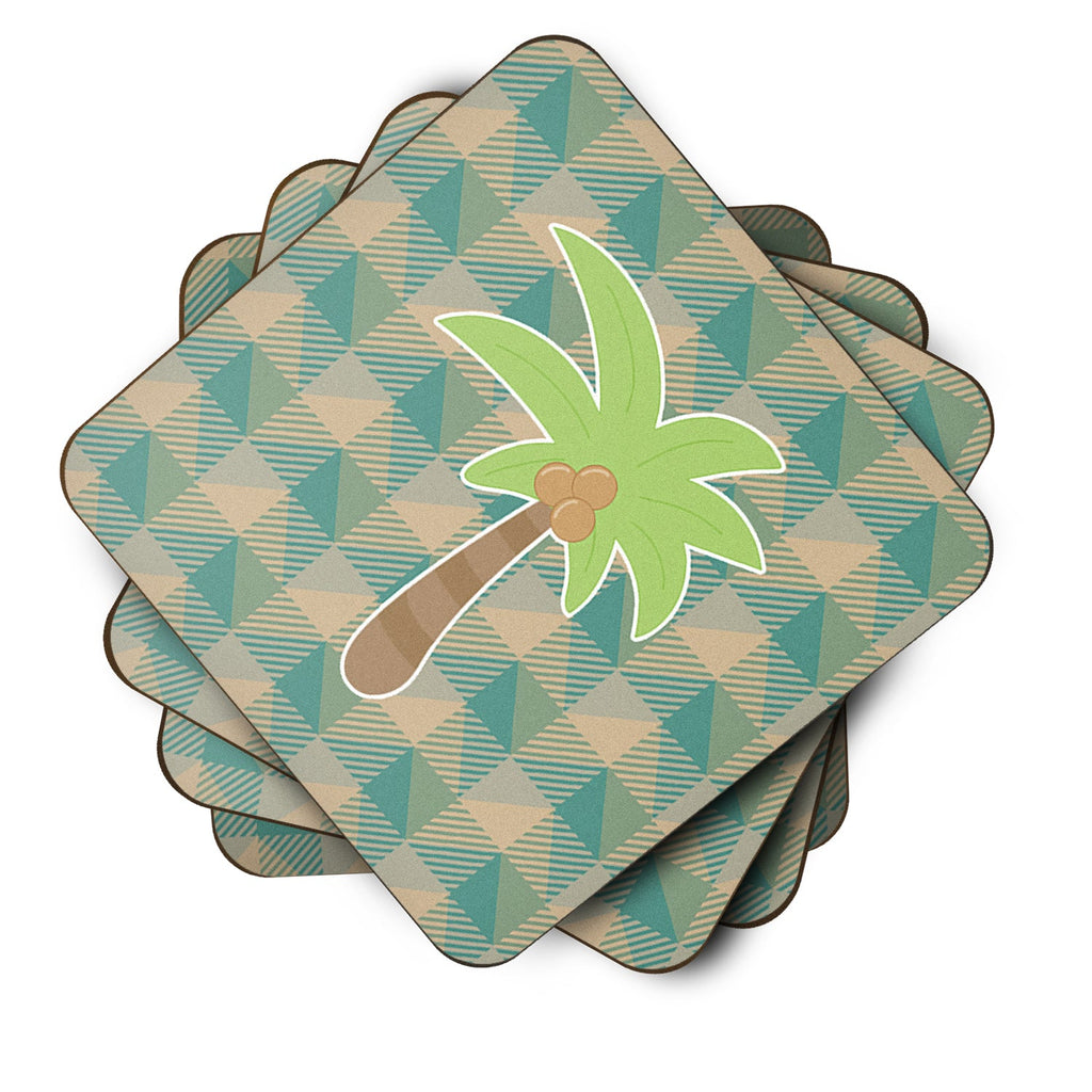 Palm Tree Foam Coasters Set of 4 Cup Coasters for Indoor Outdoor, Tabletop Protection, Anti Slip, Mouse pad Material