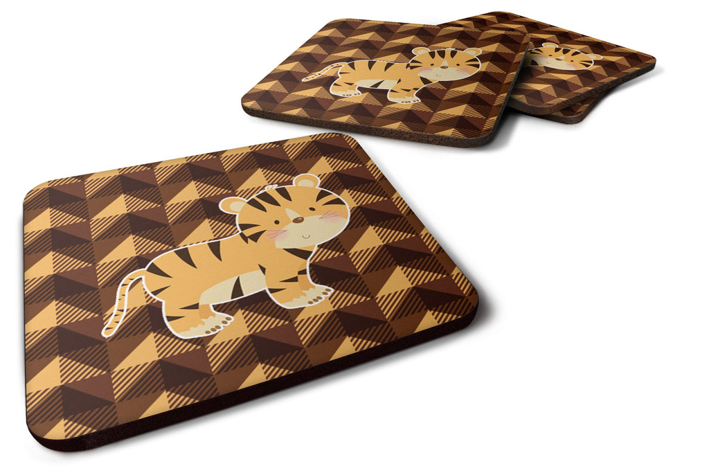 Tiger Foam Coasters Set of 4 Cup Coasters for Indoor Outdoor, Tabletop Protection, Anti Slip, Mouse pad Material