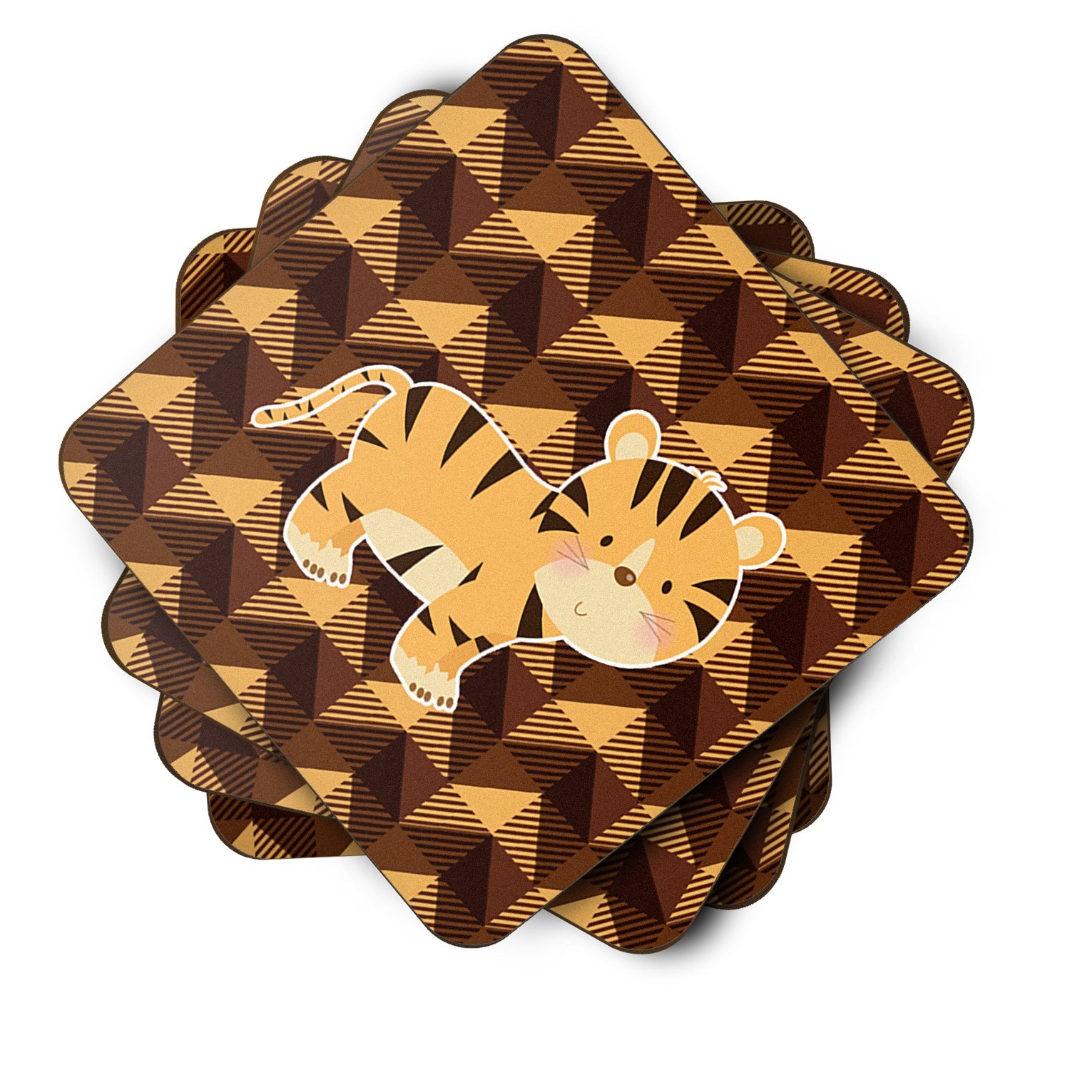 Tiger Foam Coasters Set of 4 Cup Coasters for Indoor Outdoor, Tabletop Protection, Anti Slip, Mouse pad Material