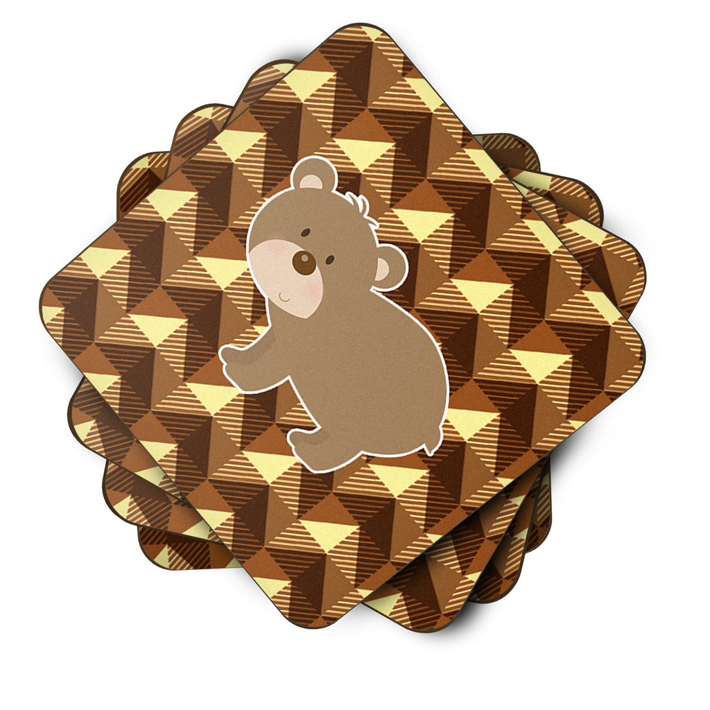 Bear Foam Coasters Set of 4 Cup Coasters for Indoor Outdoor, Tabletop Protection, Anti Slip, Mouse pad Material