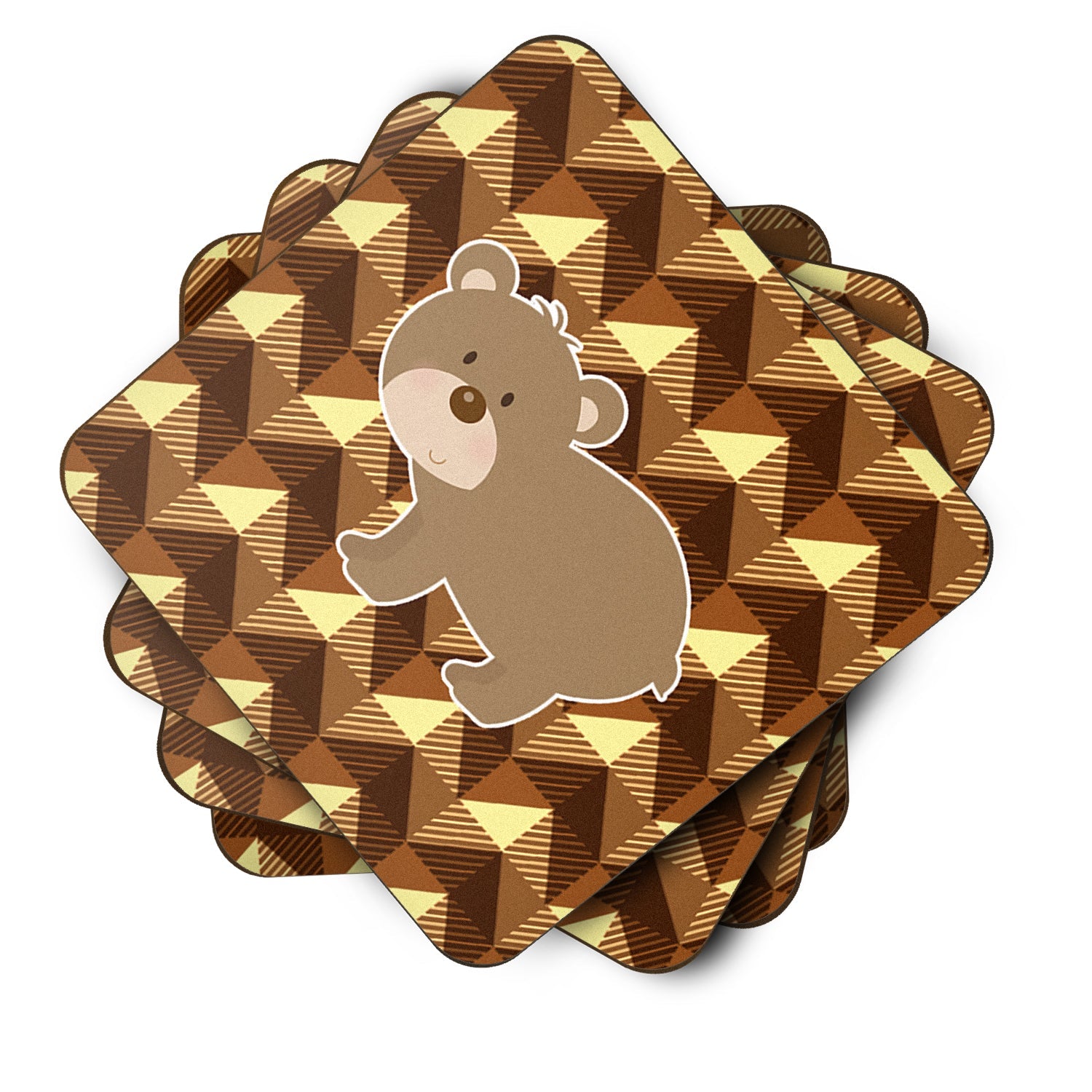 Bear Foam Coasters Set of 4 Cup Coasters for Indoor Outdoor, Tabletop Protection, Anti Slip, Mouse pad Material