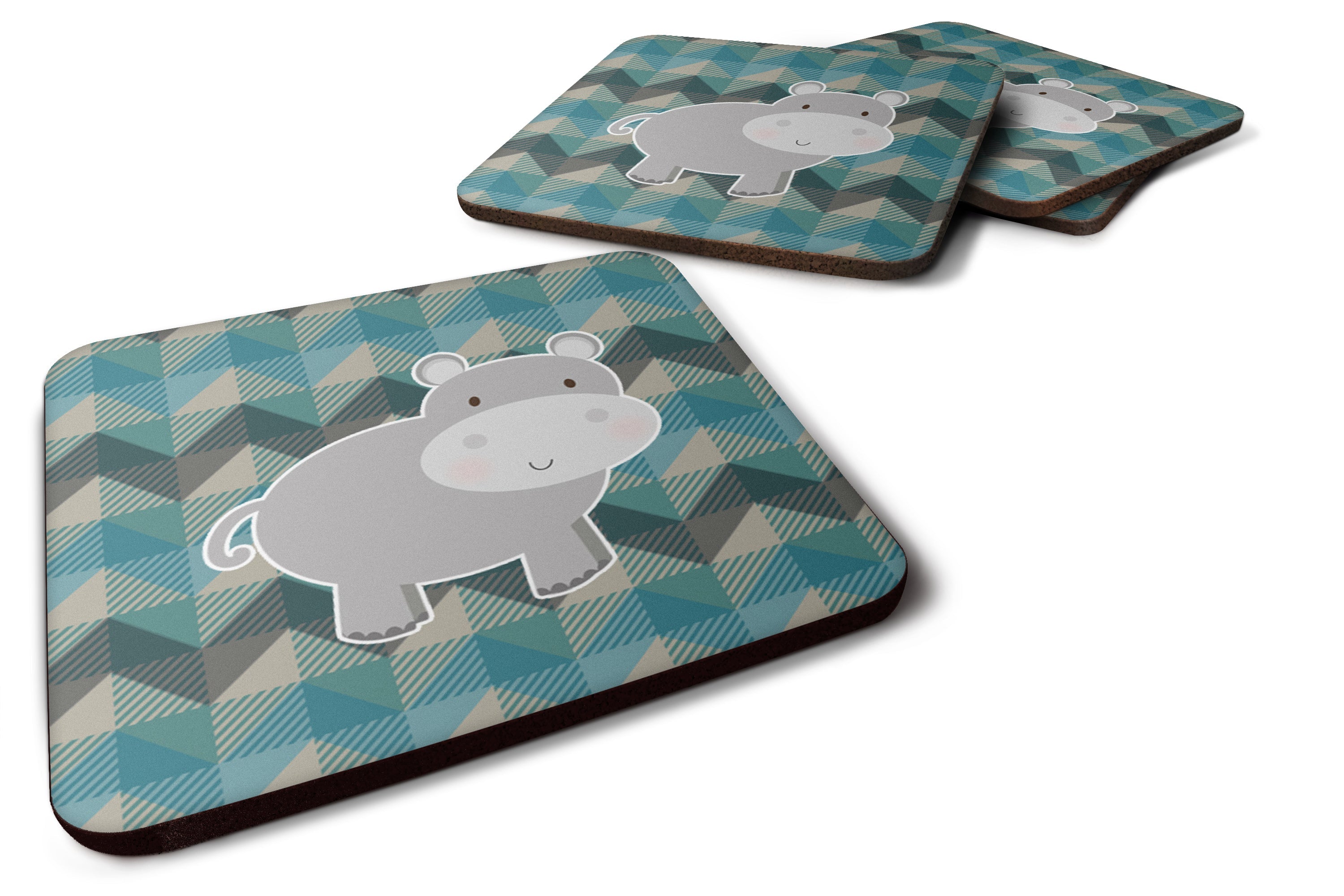 Hippopotamus Foam Coasters Set of 4 Cup Coasters for Indoor Outdoor, Tabletop Protection, Anti Slip, Mouse pad Material
