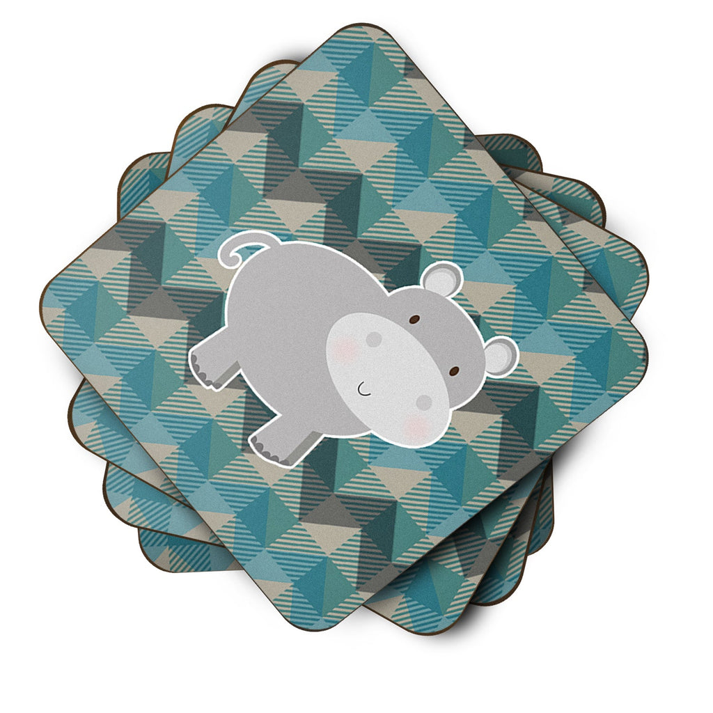 Hippopotamus Foam Coasters Set of 4 Cup Coasters for Indoor Outdoor, Tabletop Protection, Anti Slip, Mouse pad Material