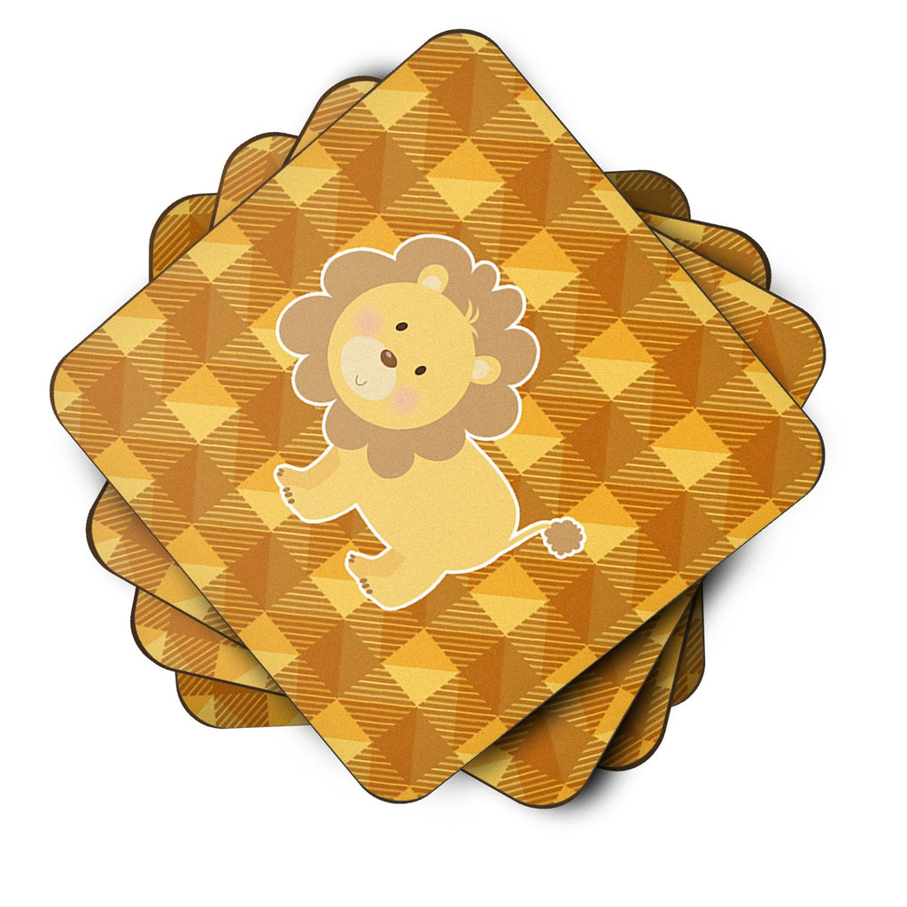 Lion Foam Coasters Set of 4 Cup Coasters for Indoor Outdoor, Tabletop Protection, Anti Slip, Mouse pad Material